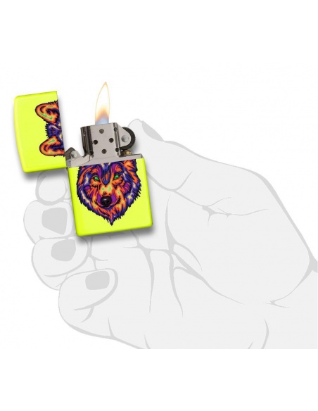 Bricheta Zippo 29639 Neon Wolf Neon Yellow