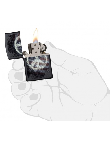 Bricheta Zippo 28864 Peace Sign on USA Distressed Flag