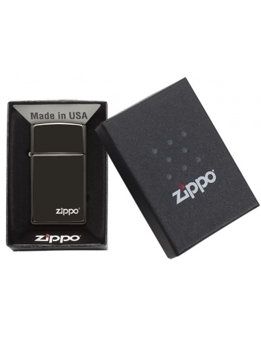Bricheta Zippo 28123ZL Slim High Polish Black Zippo Logo