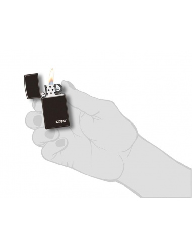 Bricheta Zippo 28123ZL Slim High Polish Black Zippo Logo
