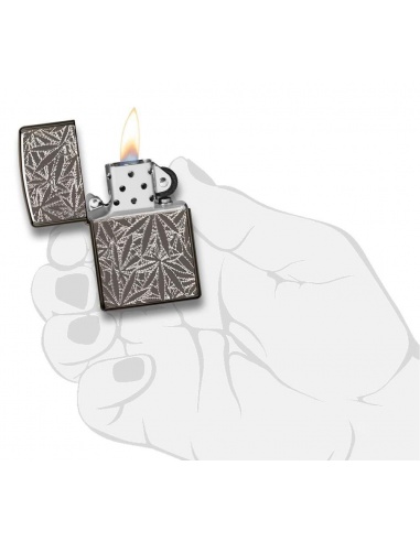 Bricheta Zippo 29834 Deep Carved Marijuana Leaves