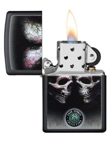 Brichetă Zippo 29754 Anne Stokes-2 Skulls-Floral