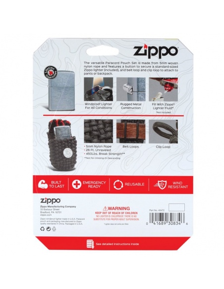 Set cadou brichetă Zippo + husă din paracord 40472