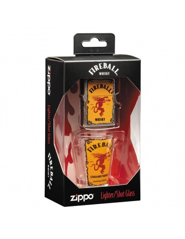 Set cadou brichetă Zippo + pahar shot Fireball...