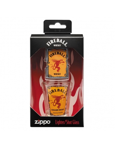 Set cadou brichetă Zippo + pahar shot Fireball...