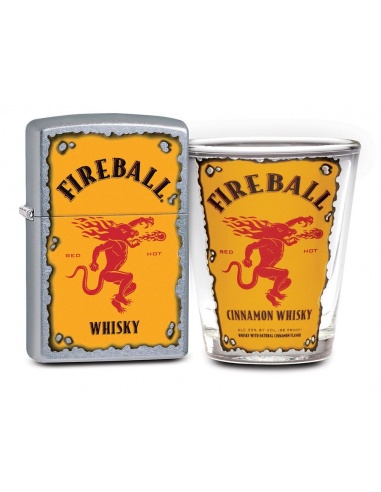 Set cadou brichetă Zippo + pahar shot Fireball...