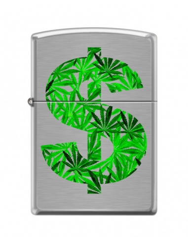 Bricheta Zippo 7811 Marijuana Leaf Dollar Sign