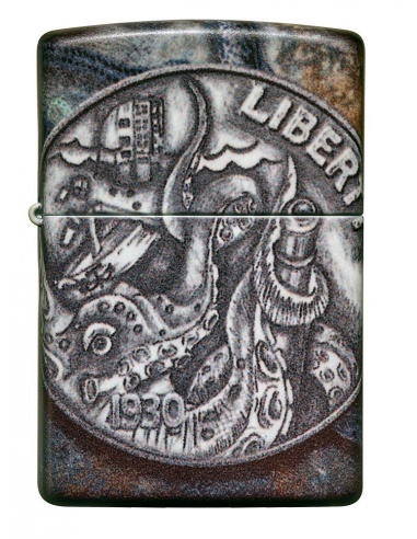 Brichetă Zippo 49434 Pirate Coin Kraken 1930 Liberty