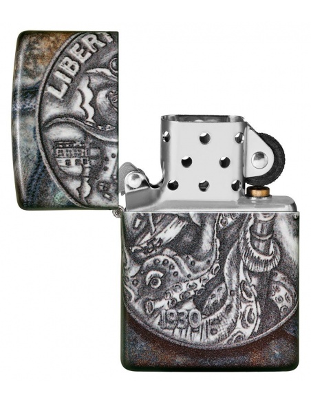 Brichetă Zippo 49434 Pirate Coin Kraken 1930 Liberty