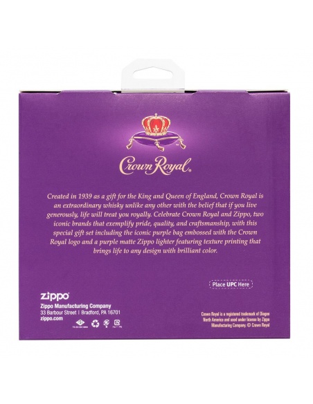 Set cadou brichetă Zippo + săculeț Crown Royal Canadian Whiskey 49661