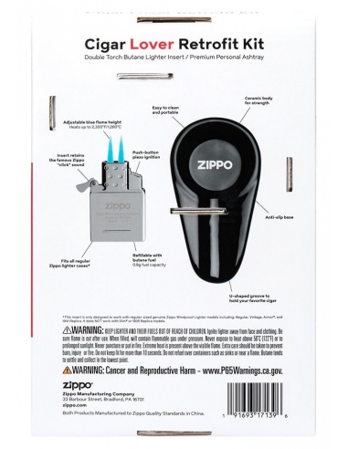 Set cadou Cigar Lover Retrofit Kit - scrumieră trabuc și inserție cu două flăcări Zippo 40606