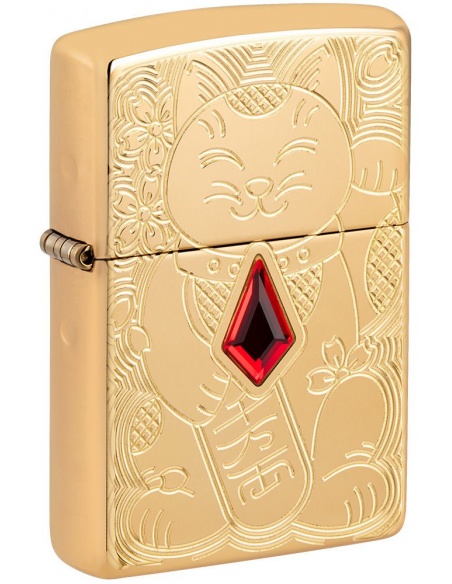 Brichetă Zippo 49802 Armor Lucky Cat with Red Jewel