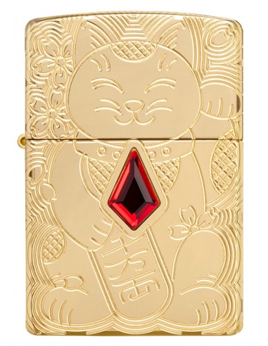 Brichetă Zippo 49802 Armor Lucky Cat with Red Jewel