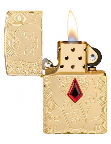 Brichetă Zippo 49802 Armor Lucky Cat with Red Jewel