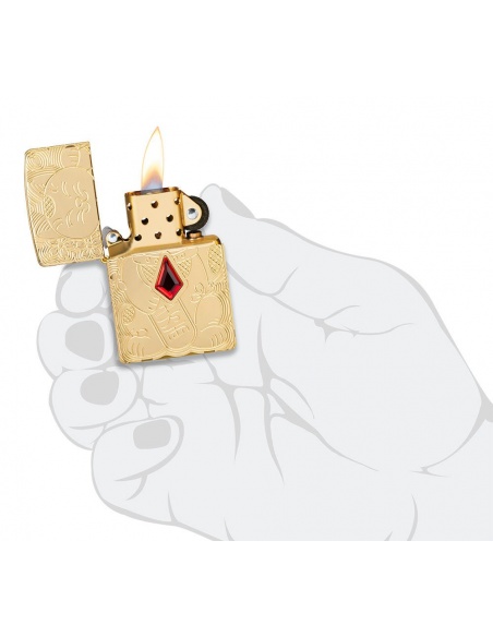 Brichetă Zippo 49802 Armor Lucky Cat with Red Jewel