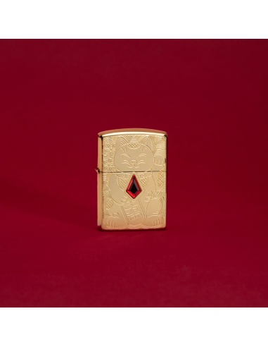 Brichetă Zippo 49802 Armor Lucky Cat with Red Jewel