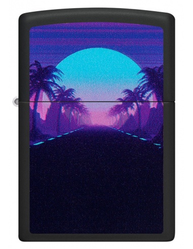 Brichetă Zippo 49809 Black Light Sunset and Palm Trees