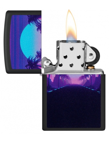 Brichetă Zippo 49809 Black Light Sunset and Palm Trees