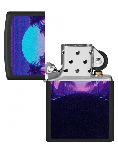 Brichetă Zippo 49809 Black Light Sunset and Palm Trees