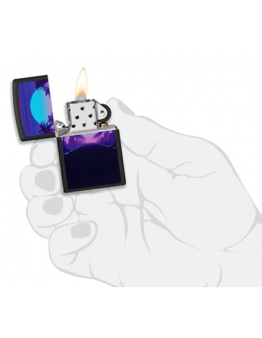 Brichetă Zippo 49809 Black Light Sunset and Palm Trees