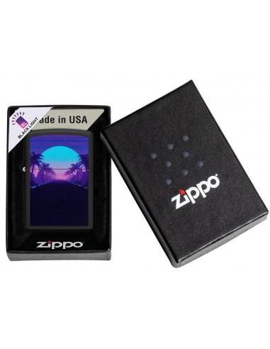 Brichetă Zippo 49809 Black Light Sunset and Palm Trees