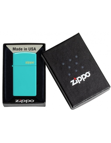 Brichetă Zippo 49529ZL Slim Flat Turquoise with Zippo Logo