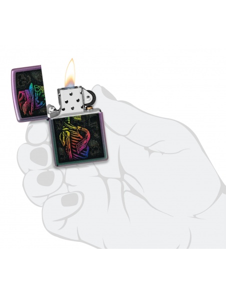 Brichetă Zippo 48192 Rainbow Skeleton with Hat and Tie