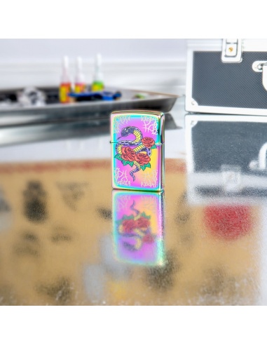 Brichetă Zippo 48395 Snake and Red Roses Tattoo