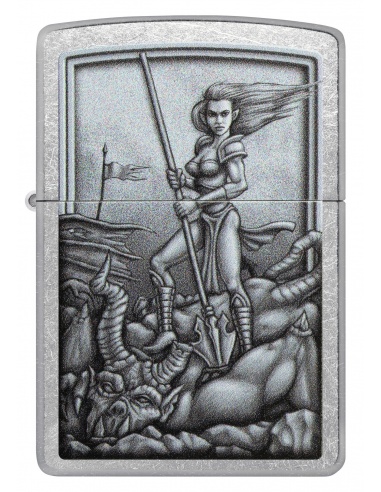 Brichetă Zippo 48371 Medieval Woman Warrior Slaying Beast