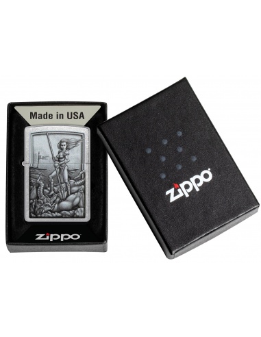 Brichetă Zippo 48371 Medieval Woman Warrior Slaying Beast