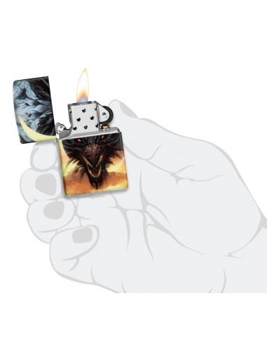 Brichetă Zippo 48934 Fierce Dragon and Moon - Glow-in-the-Dark
