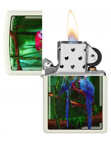 Brichetă Zippo 48972 Carol Cavalaris Ara Parrots - Glow-in-the-Dark